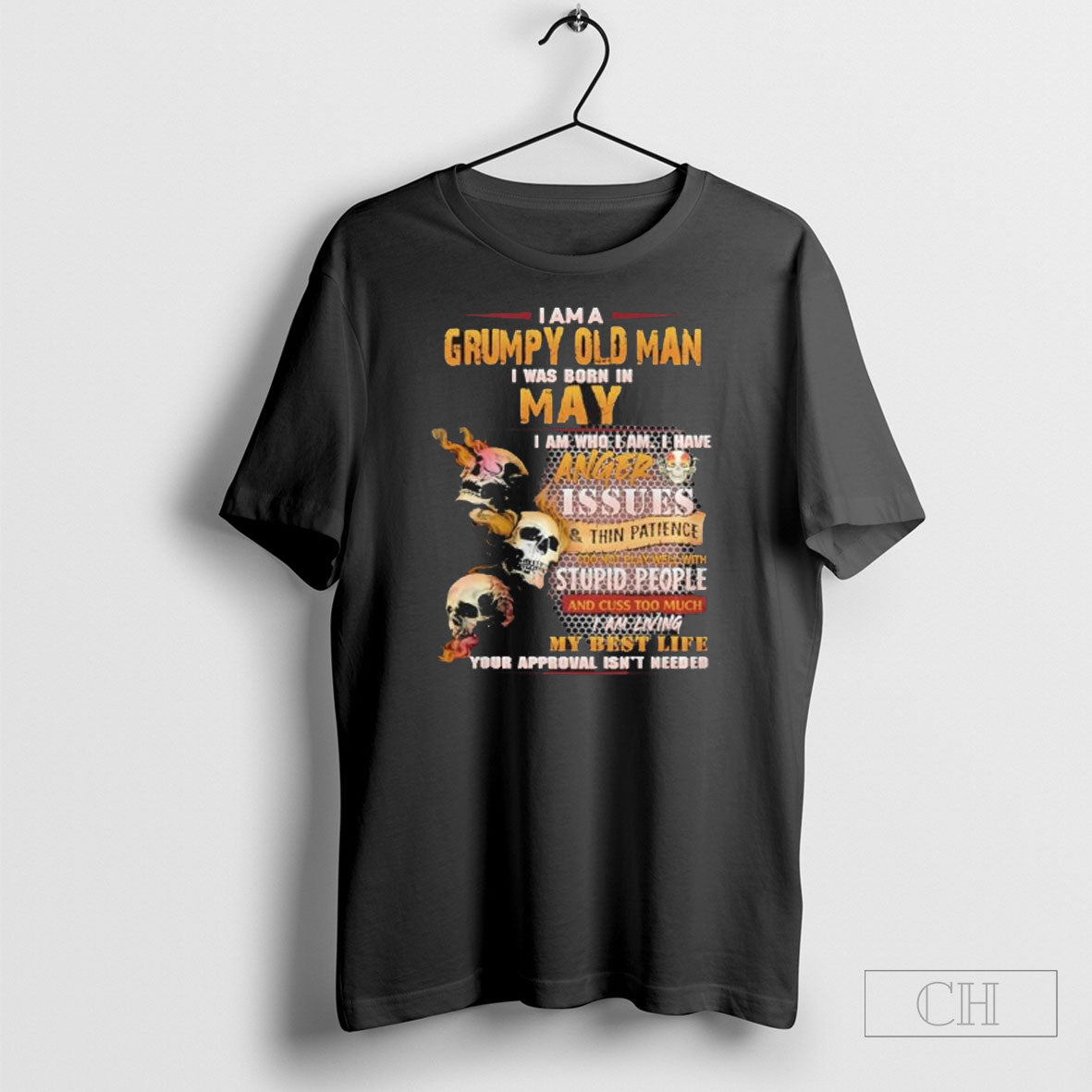 Official Im A Grumpy Old Man I Was Born In May Skull Anger Issues Sweater Unisex