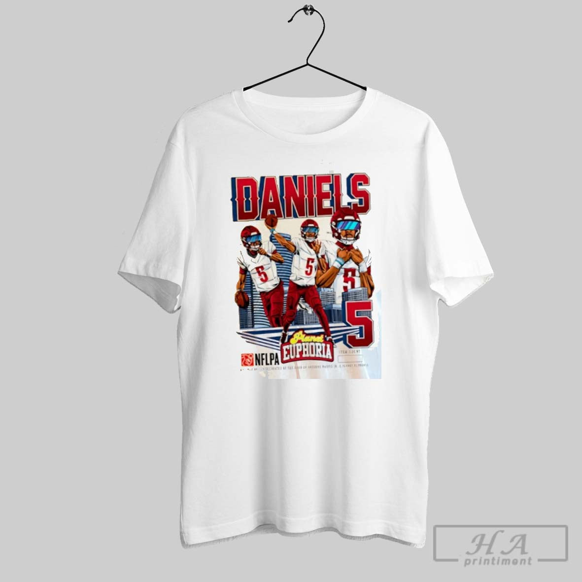 Official Jayden Daniels Washington Commanders City Skyline Graphic Unisex