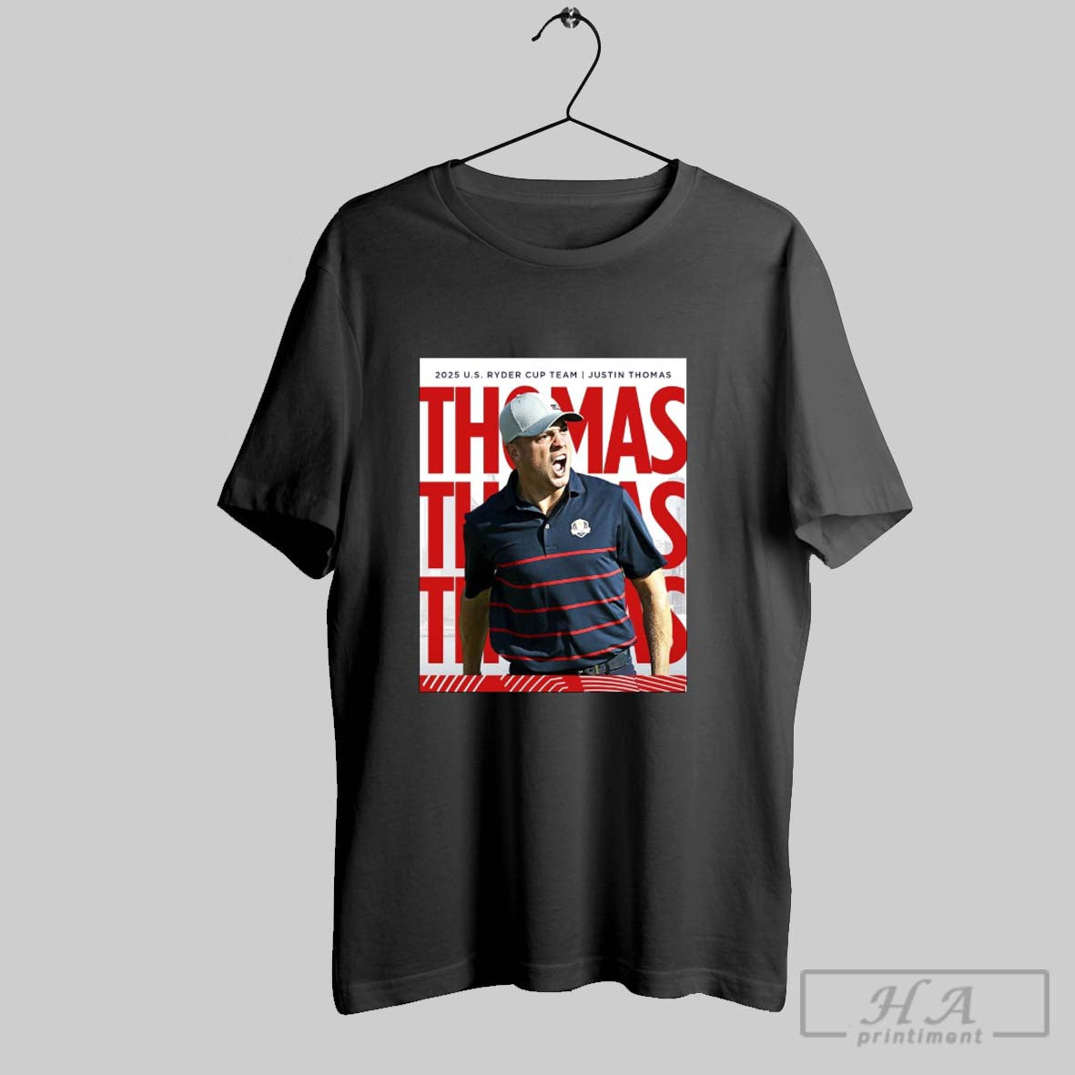 Official Justin Thomas 2025 Us Ryder Cup Team Red White And Blue Poster Unisex