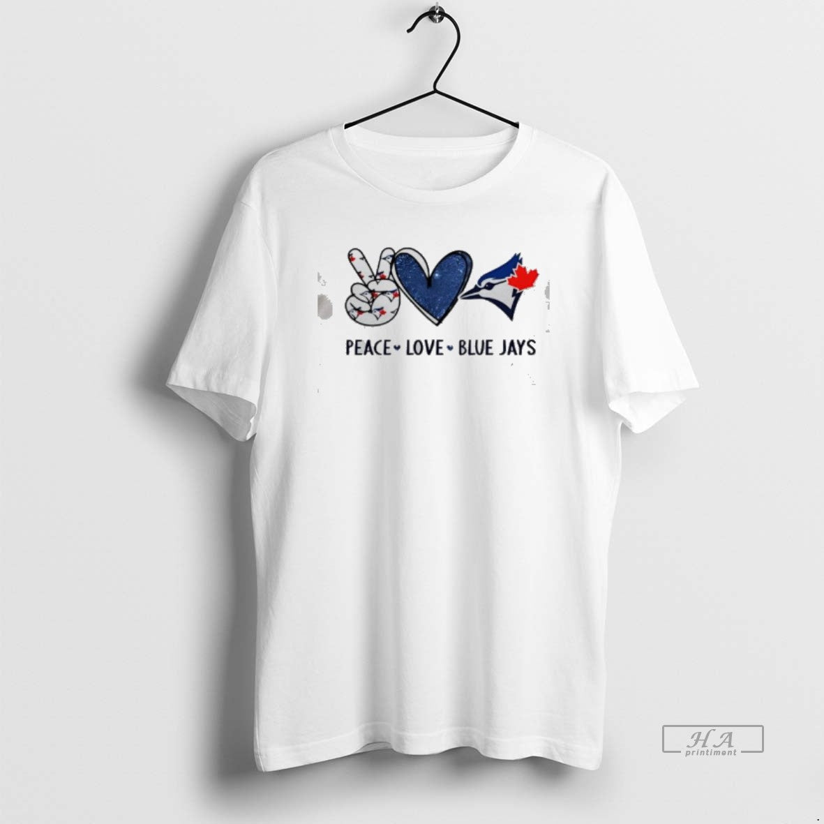 Official Peace Love Blue Jays Toronto Baseball Hand Heart Graphics Unisex