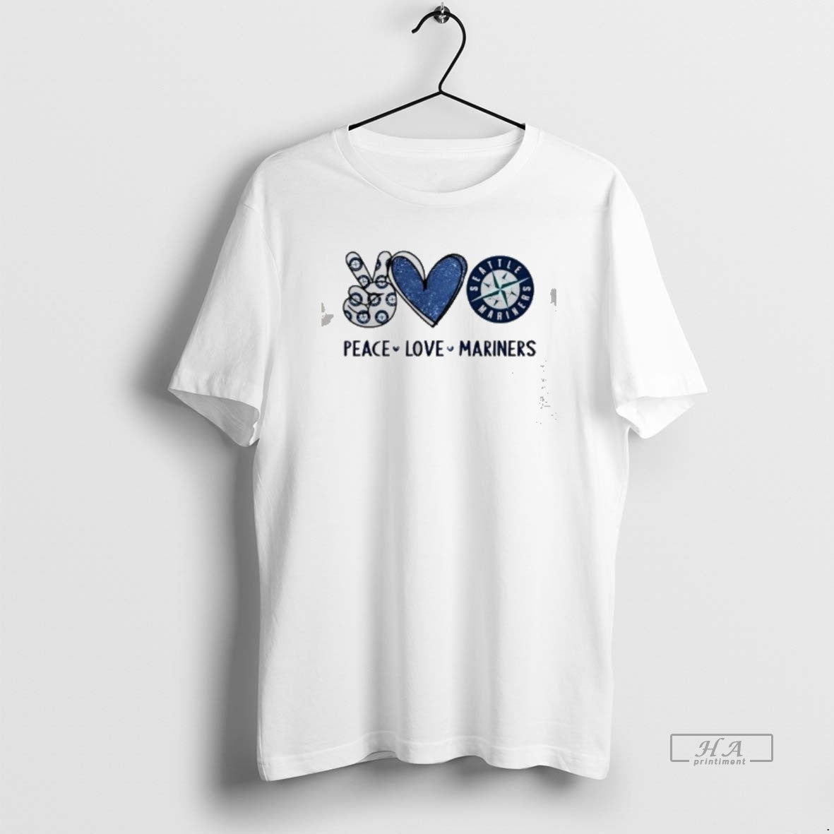 Official Peace Love Mariners Seattle Baseball Hand Heart Graphics Unisex