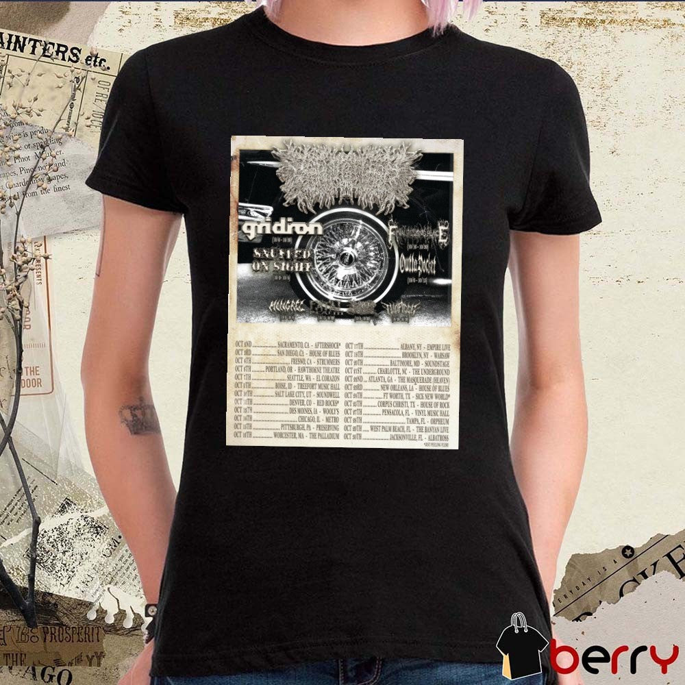 PeelingFlesh October 2026 Fall Tour Gridiron, Snuffed on Sight, Outta Pocket, and Final Resting Place Poster t-shirt
