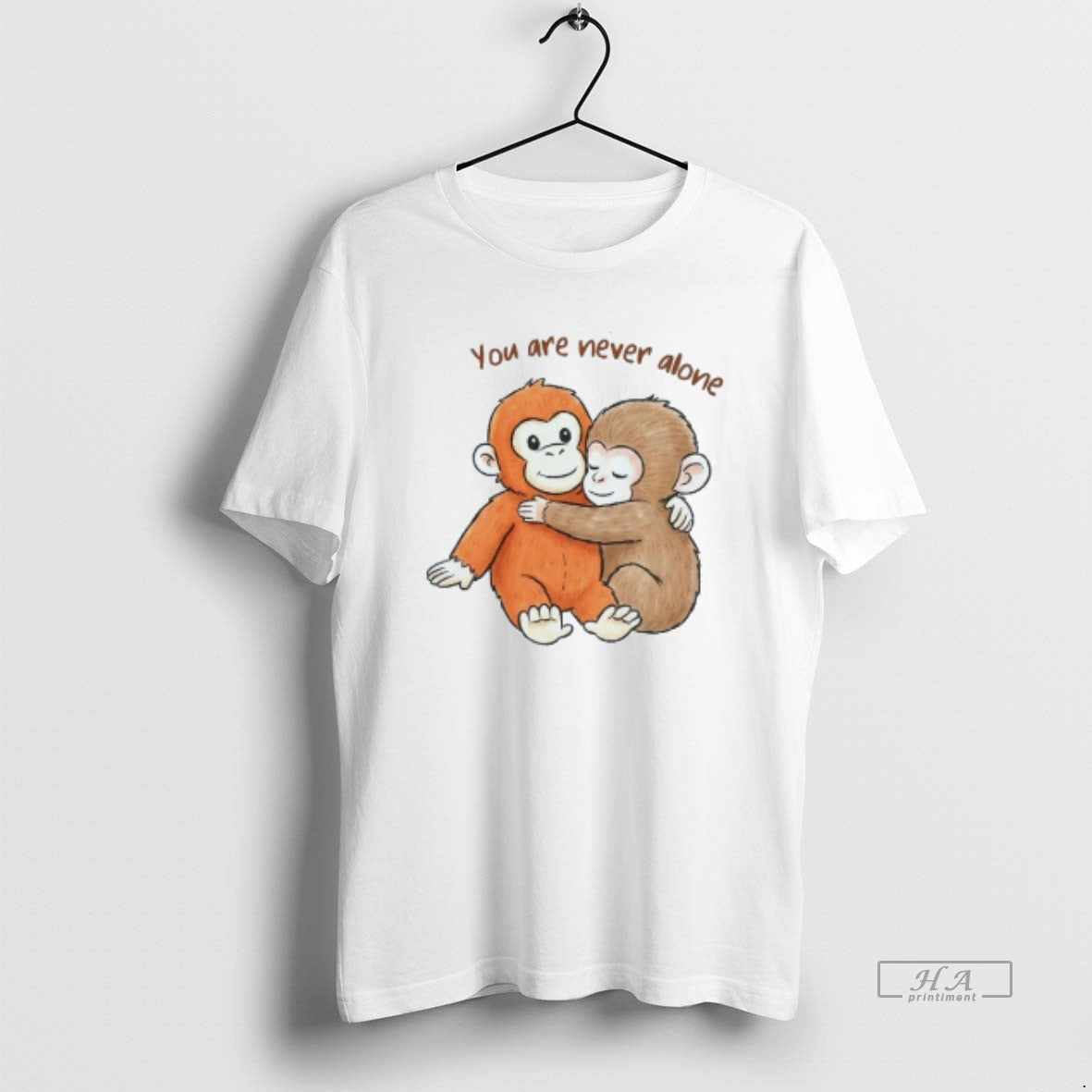 Official Punch Monkey You Are Never Alone Mens White Tee Unisex