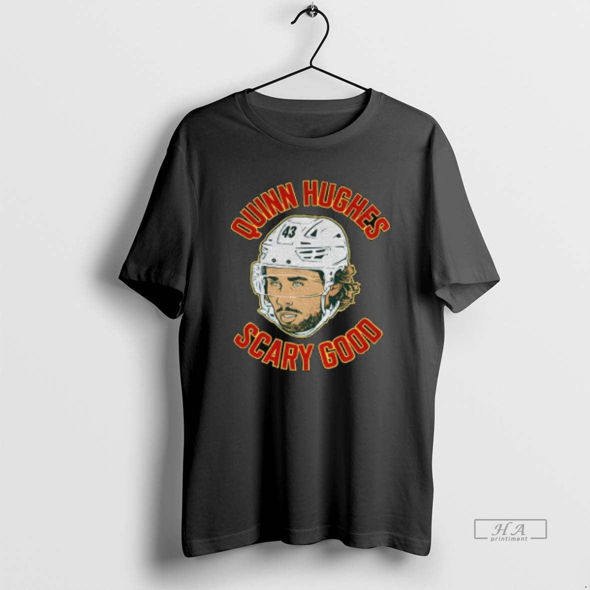 Official Quinn Hughes Big Face Minnesota Wild Hockey Scary Good Unisex