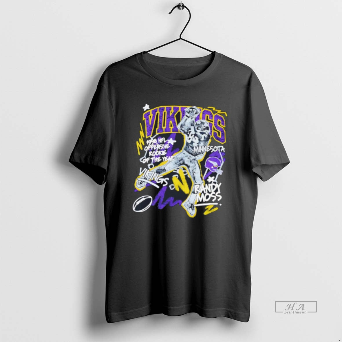 Official Randy Moss Minnesota Vikings Chalked Up Player Paint Tee Unisex