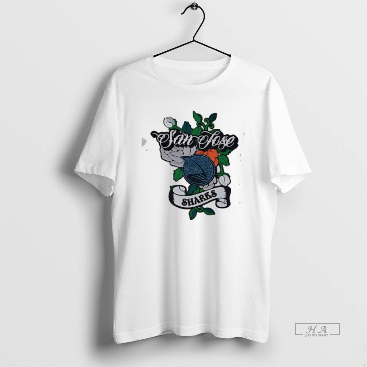 Official San Jose Sharks Floral Hockey Team Logo Tattoo Unisex