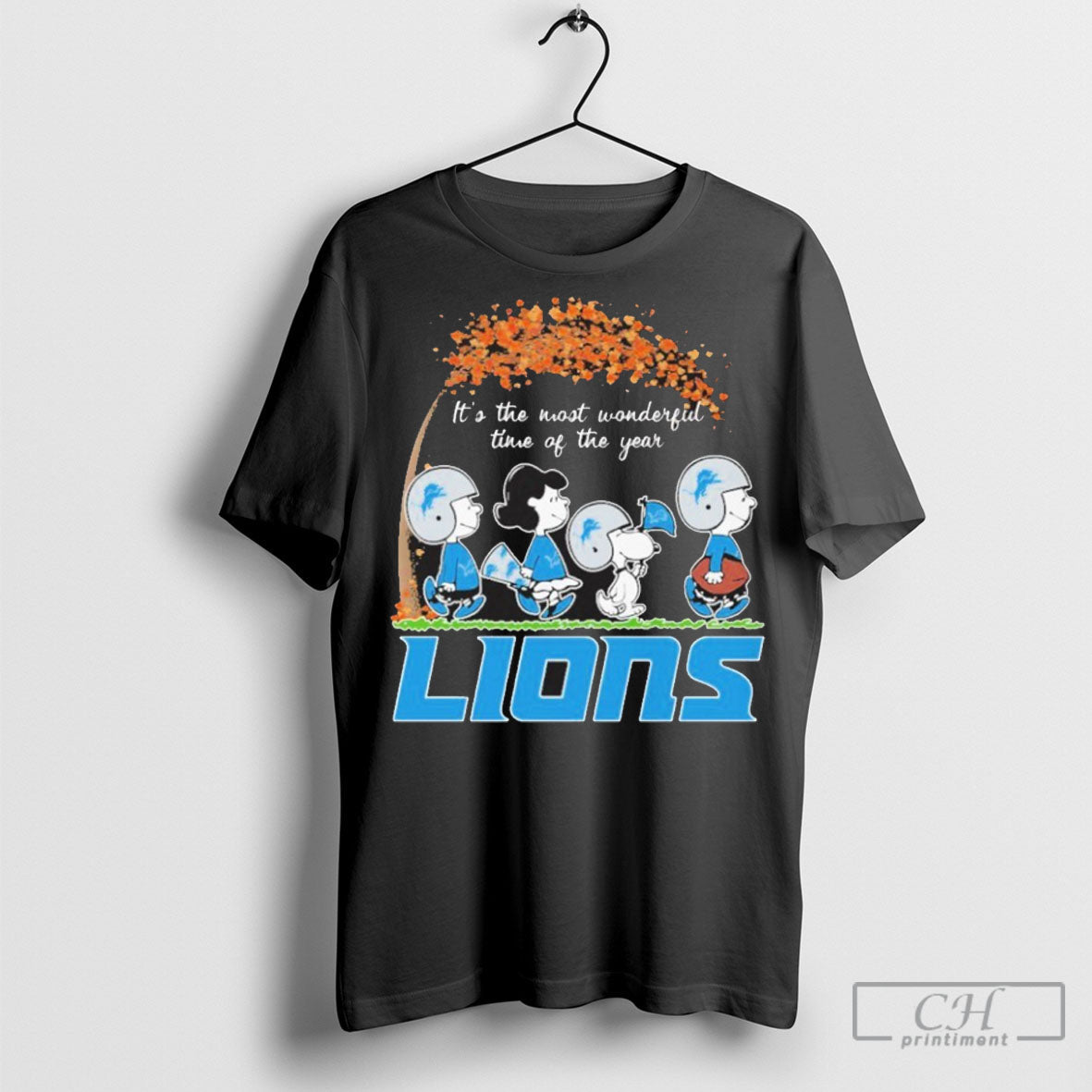Official The Peanuts Walking X Detroit Lions Its The Most Wonderful Time Of The Year Unisex
