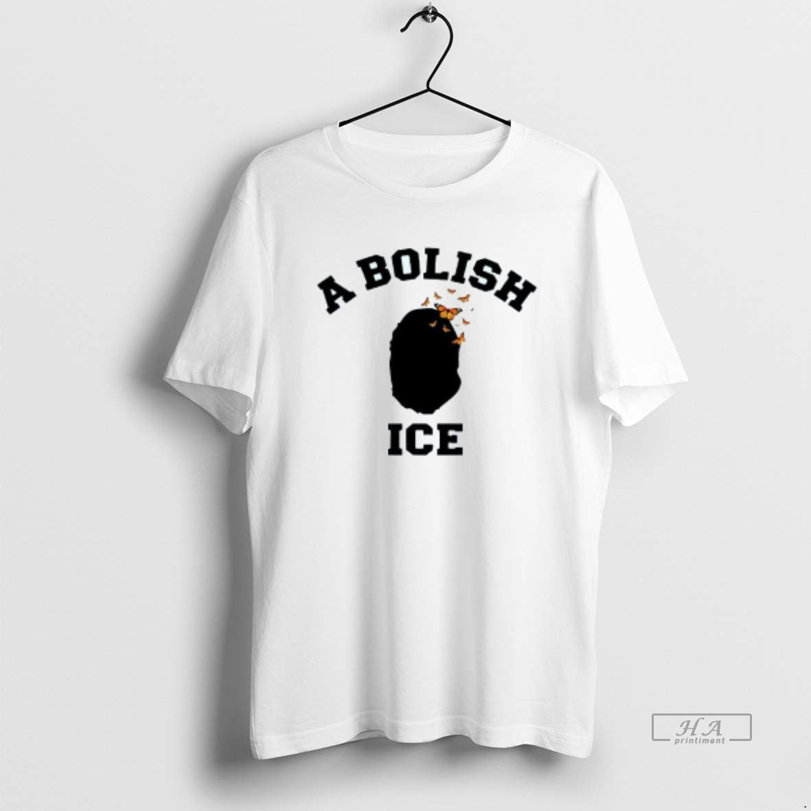 Official The Ape Shadow Abolish Ice Mens White Tee Unisex