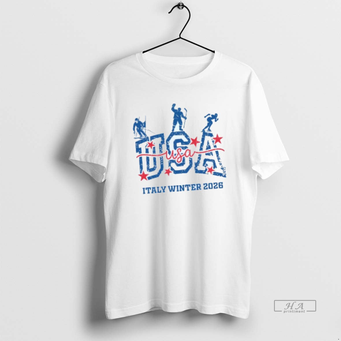 Official Usa Italy 2026 Winter Games Snowboarding Mens White Tee Unisex