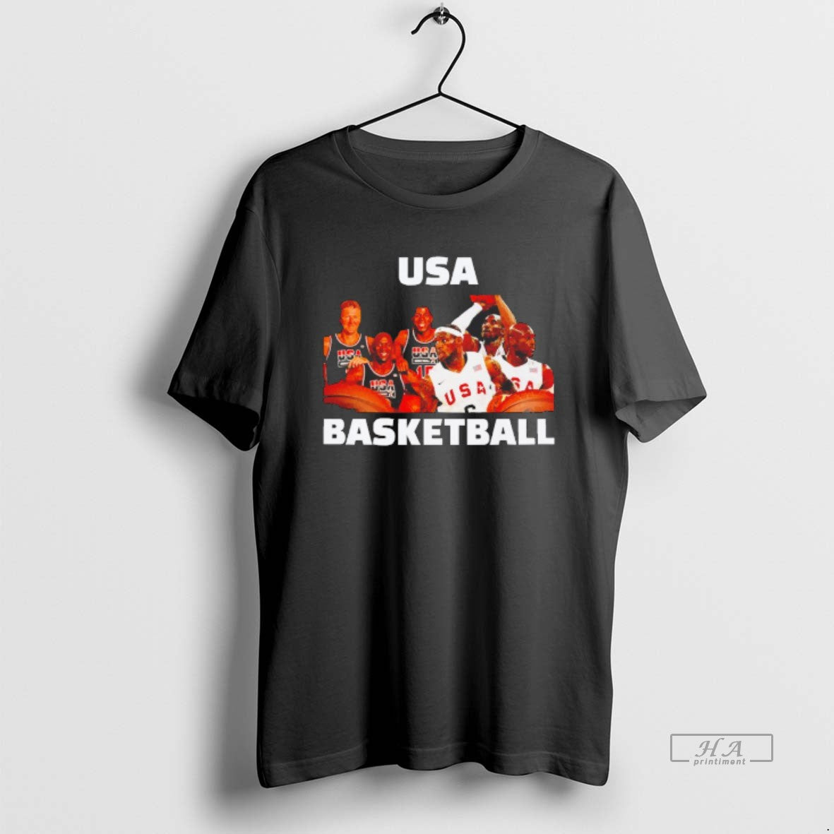 Official Usa Basketball Dream Team Player Vintage Blackshirt Unisex