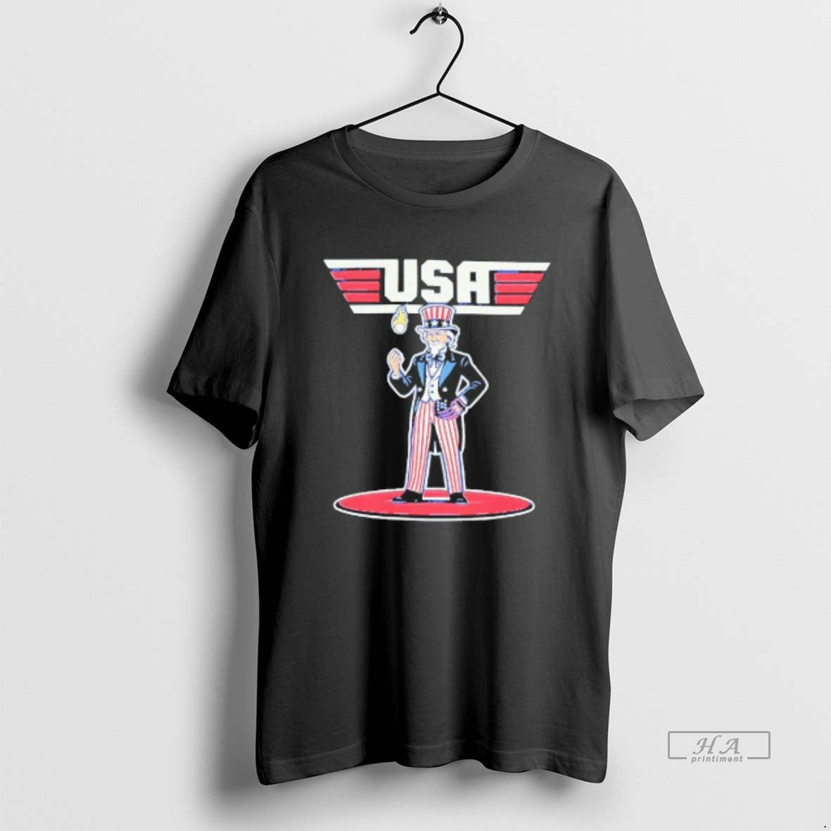 Official Uncle Sam Team Usa 2026 World Baseball Caricature Blackshirt Unisex