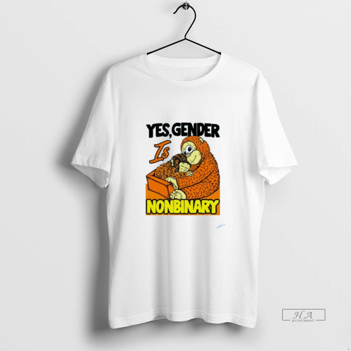 Official Yes Gender Is Nonbinary Punch Monkey Mens White Tee Unisex