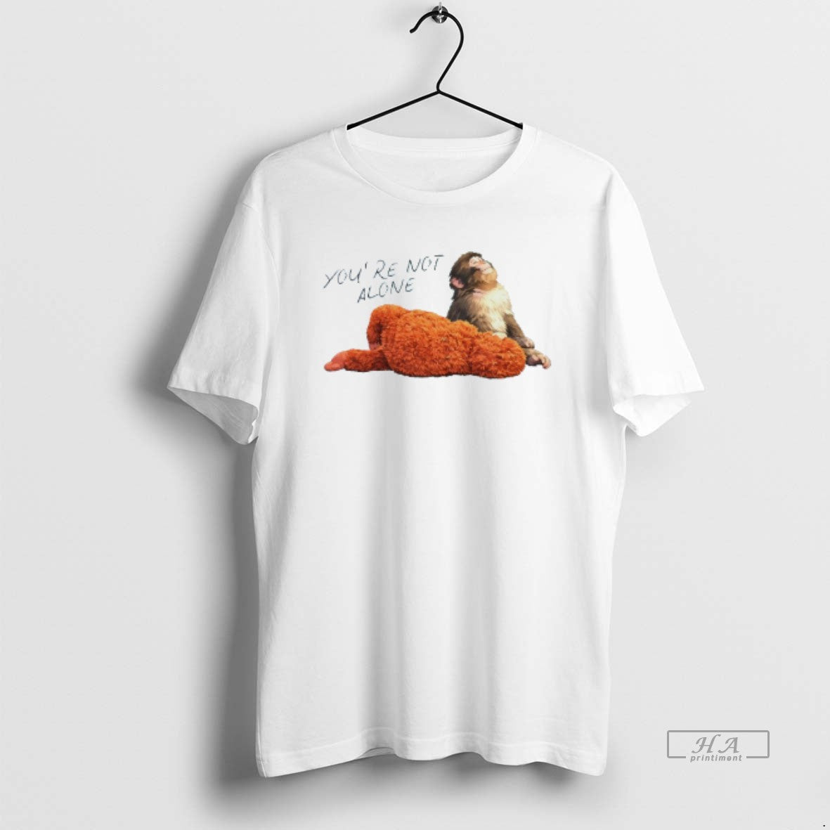 Official Youre Not Alone Punch Monkey Graphic Mens White Tee Unisex