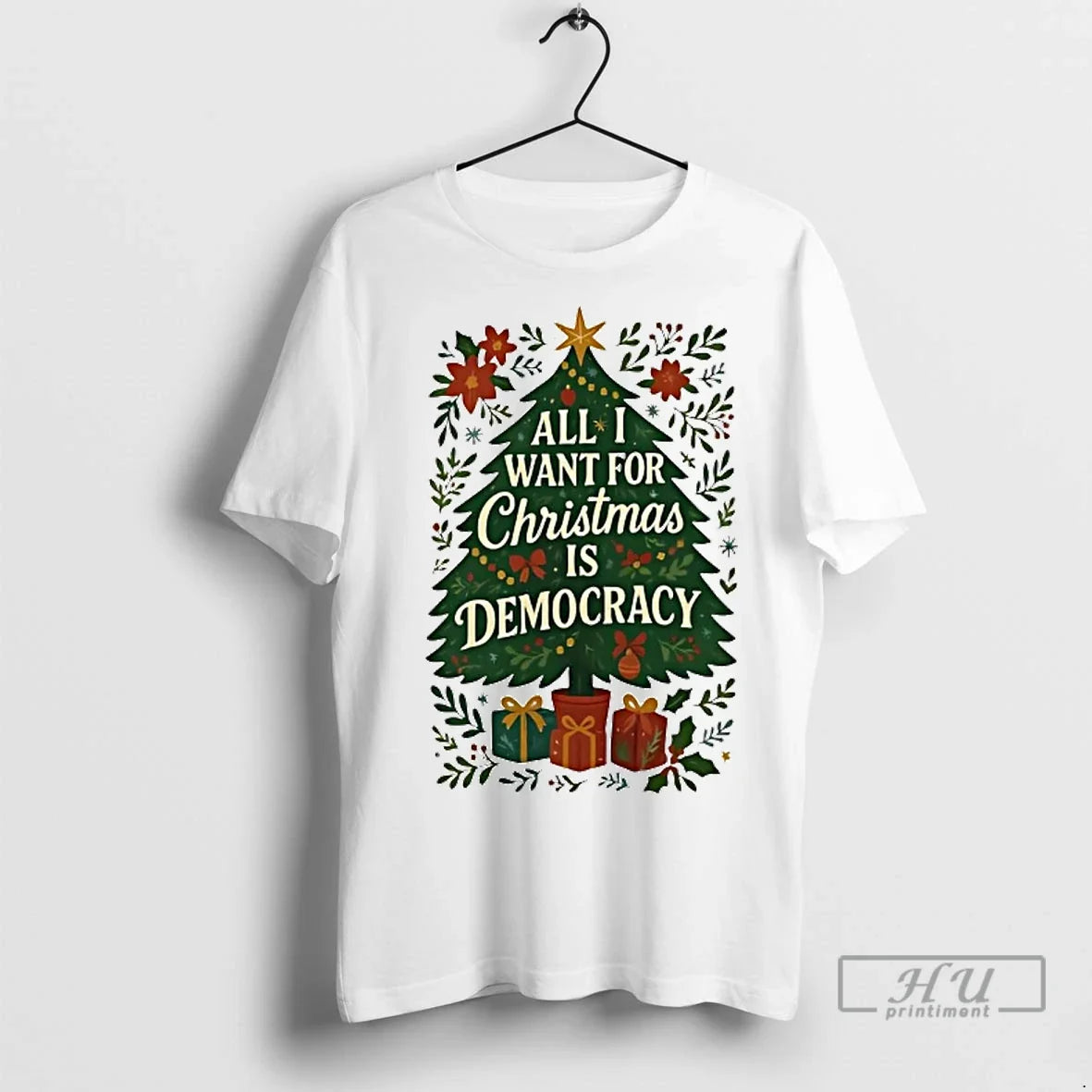Officials All I Want For Christmas Is Democracy Tree T Shirt Unisex