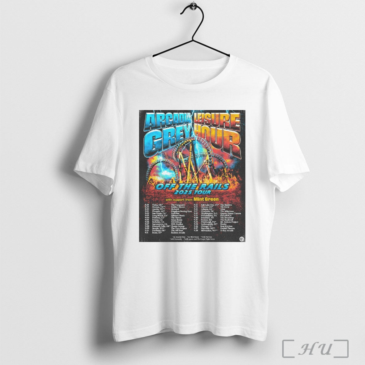 Officials Arcadia Grey Leisure Hour Off The Rails 2025 Tour 8 28 Tulsa Ok Unisex