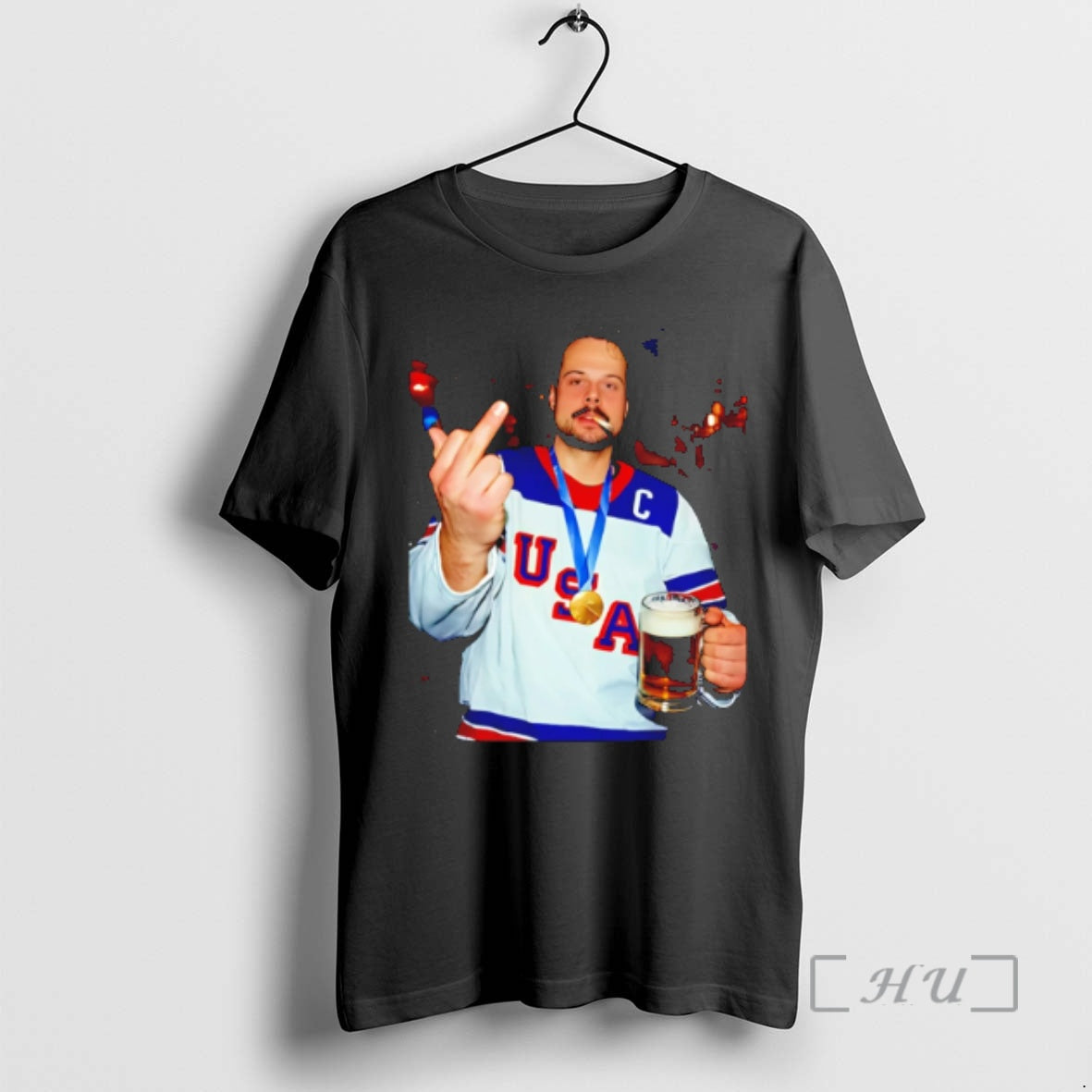 Officials Auston Matthews Middle Finger Usa Hockey Champion Gold 2026 Unisex