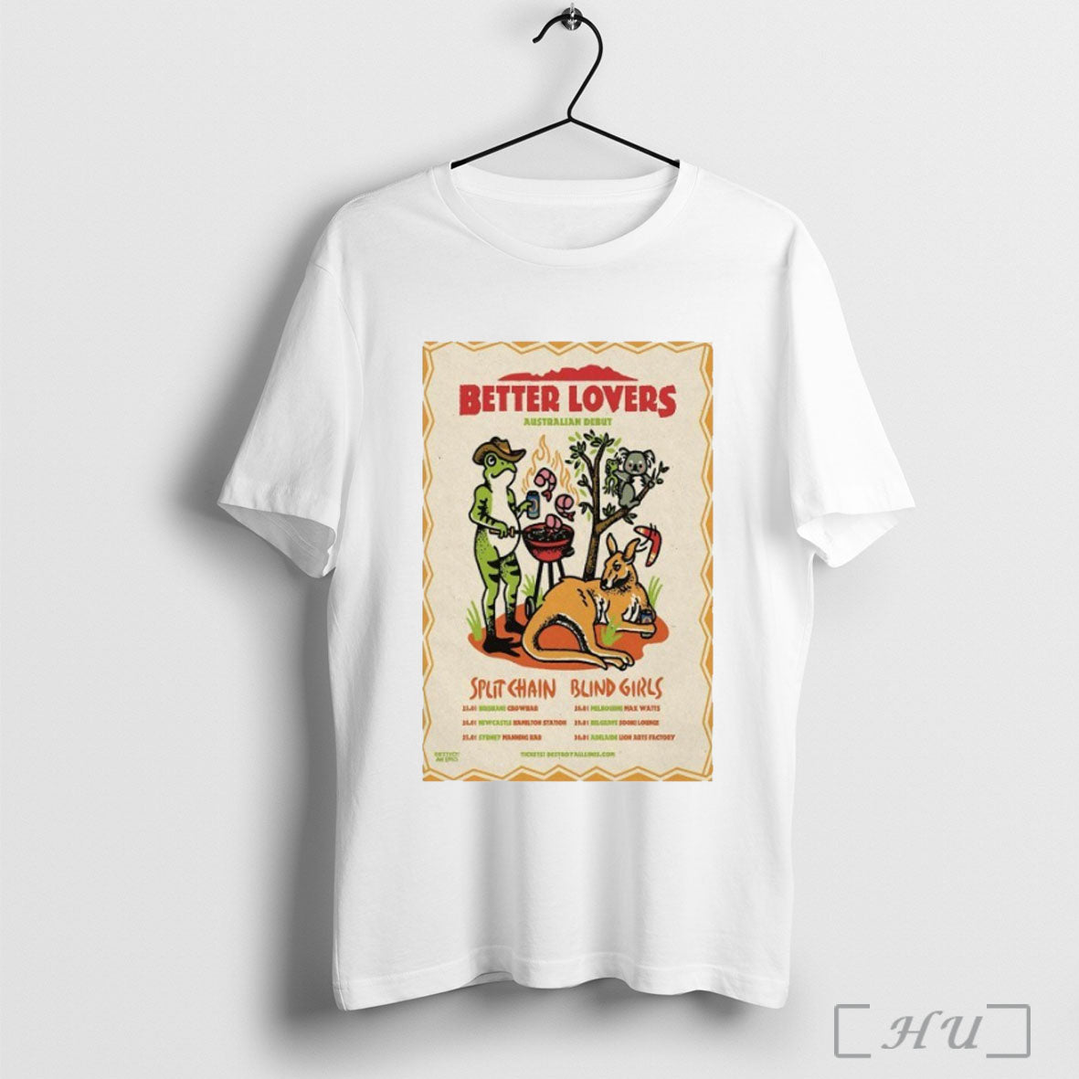 Officials Better Lovers Australian Tour 2026 Spit Chain Blind Girls Frog Koala Kangaroo Unisex