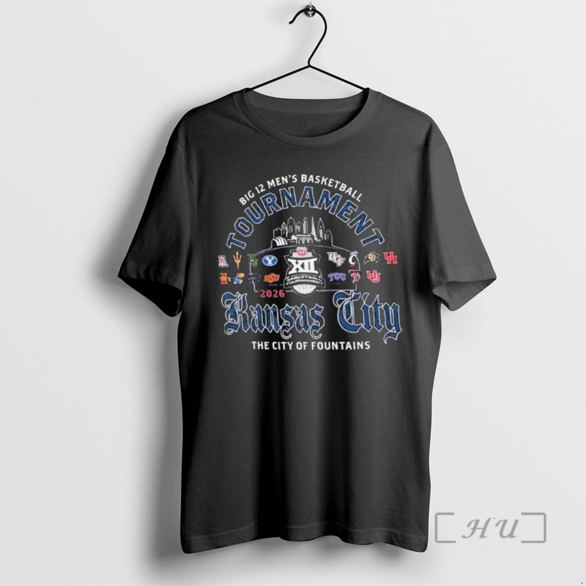 Officials Big 12 Light Blue 2026 Big 12 Tournament City Of Fountains Premium T Shirts Unisex
