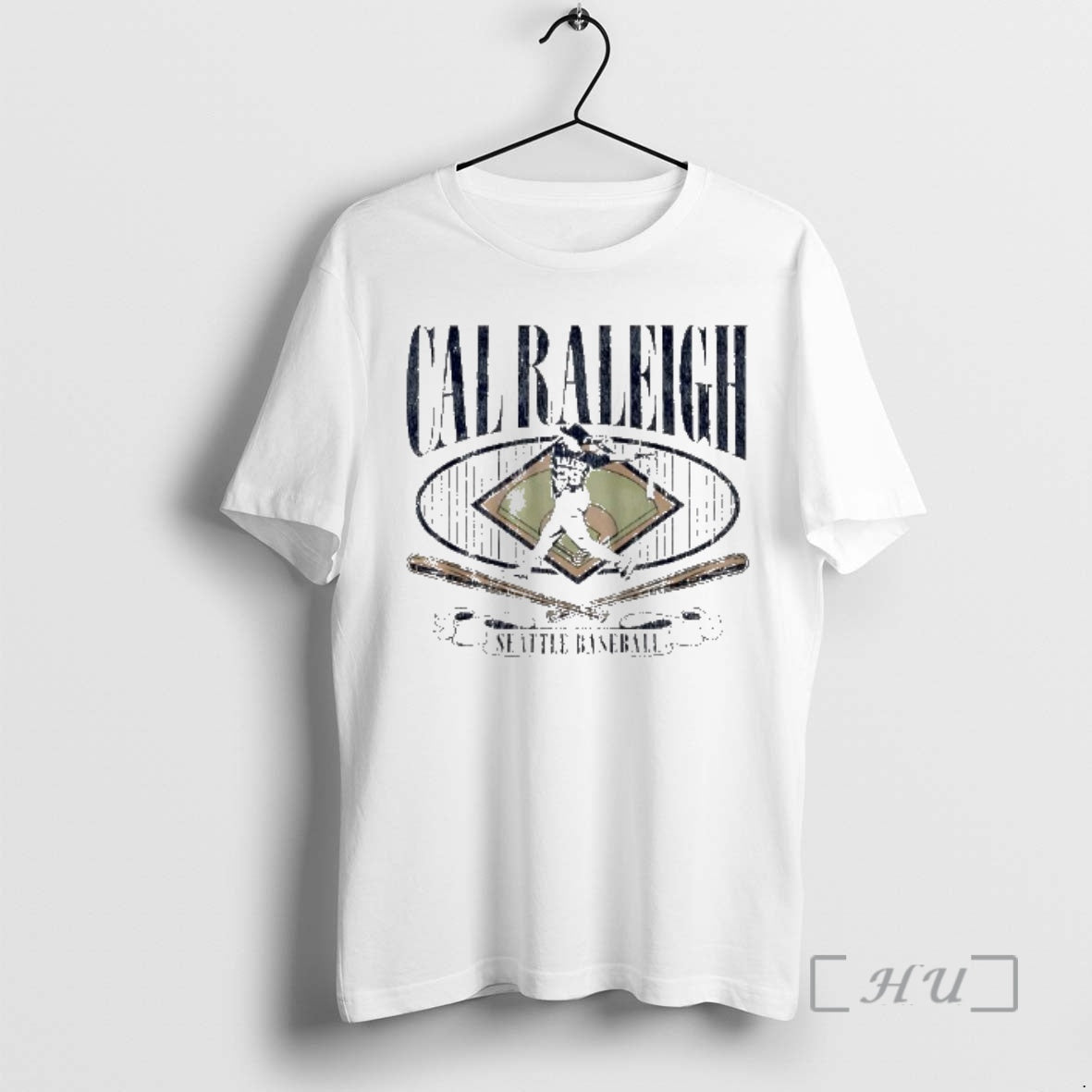 Officials Cal Raleigh Seattle Baseball Field Crossed Bats Banner Unisex