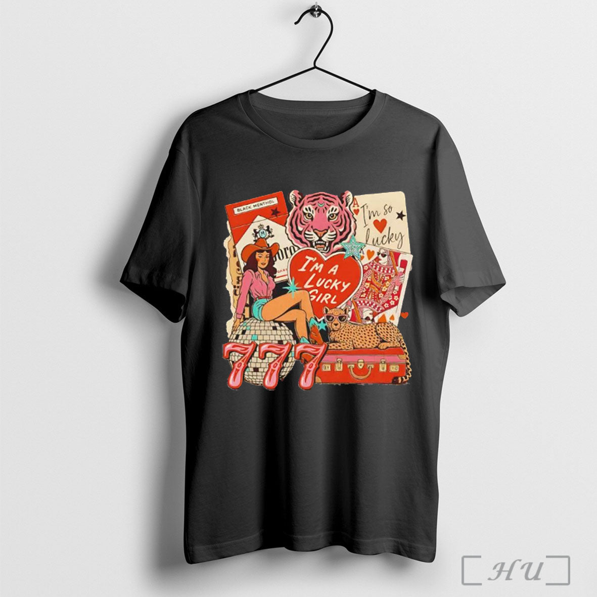 Officials Lucky Western Collage Im A Lucky Girl Graphic Vintage Cowgirl T Shirt Unisex