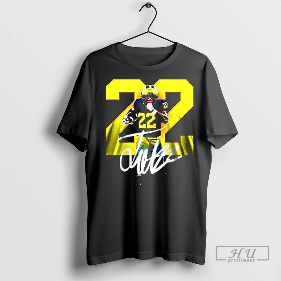 Officials Michigan Wolverines Justice Haynes Tackle Football Helmet Signature T Shirt Unisex