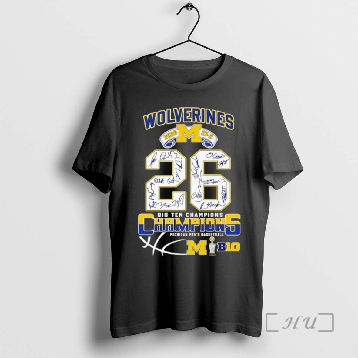 Officials Michigan Wolverines Mens Basketball 2026 27 2 Big Ten Champions Signatures Premium T Shirts