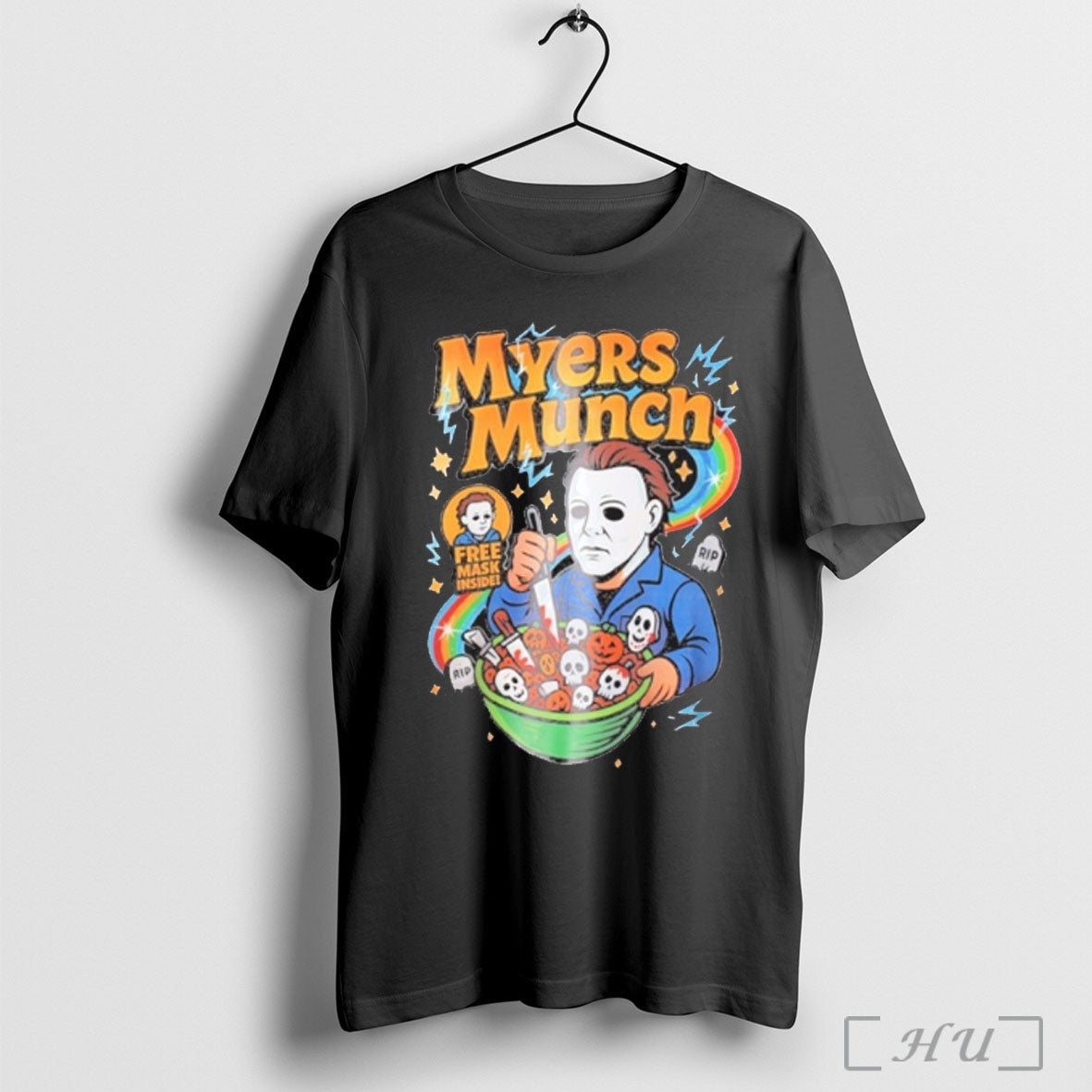 Officials Myers Munch Free Mask Inside Halloween T Shirt Unisex