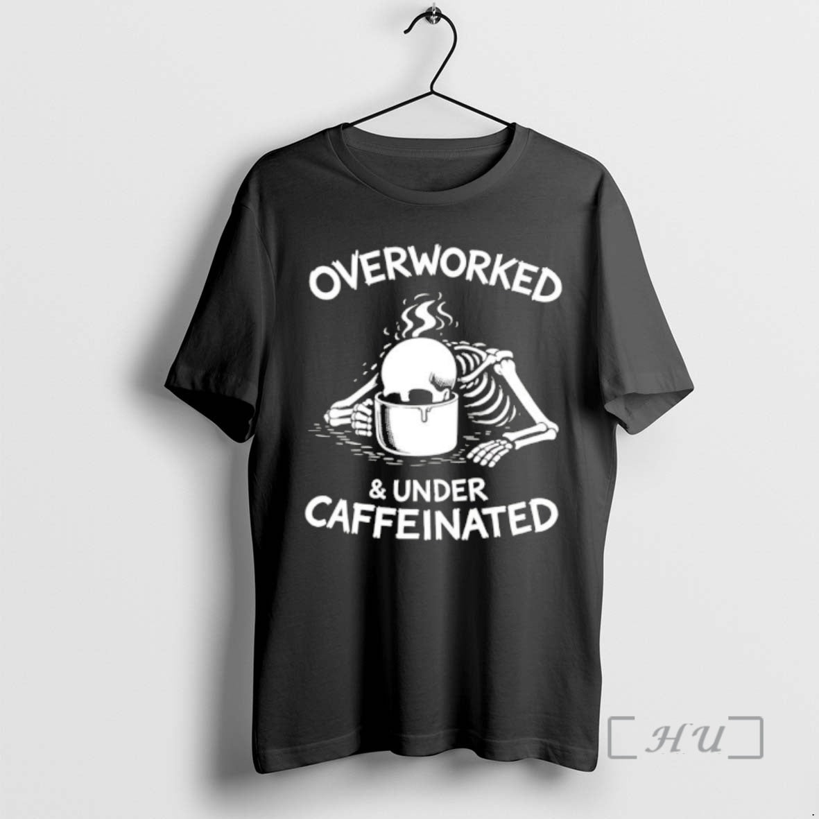 Officials Overworked Under Caffeinated Skeleton Drinking Coffee Graphic Unisex