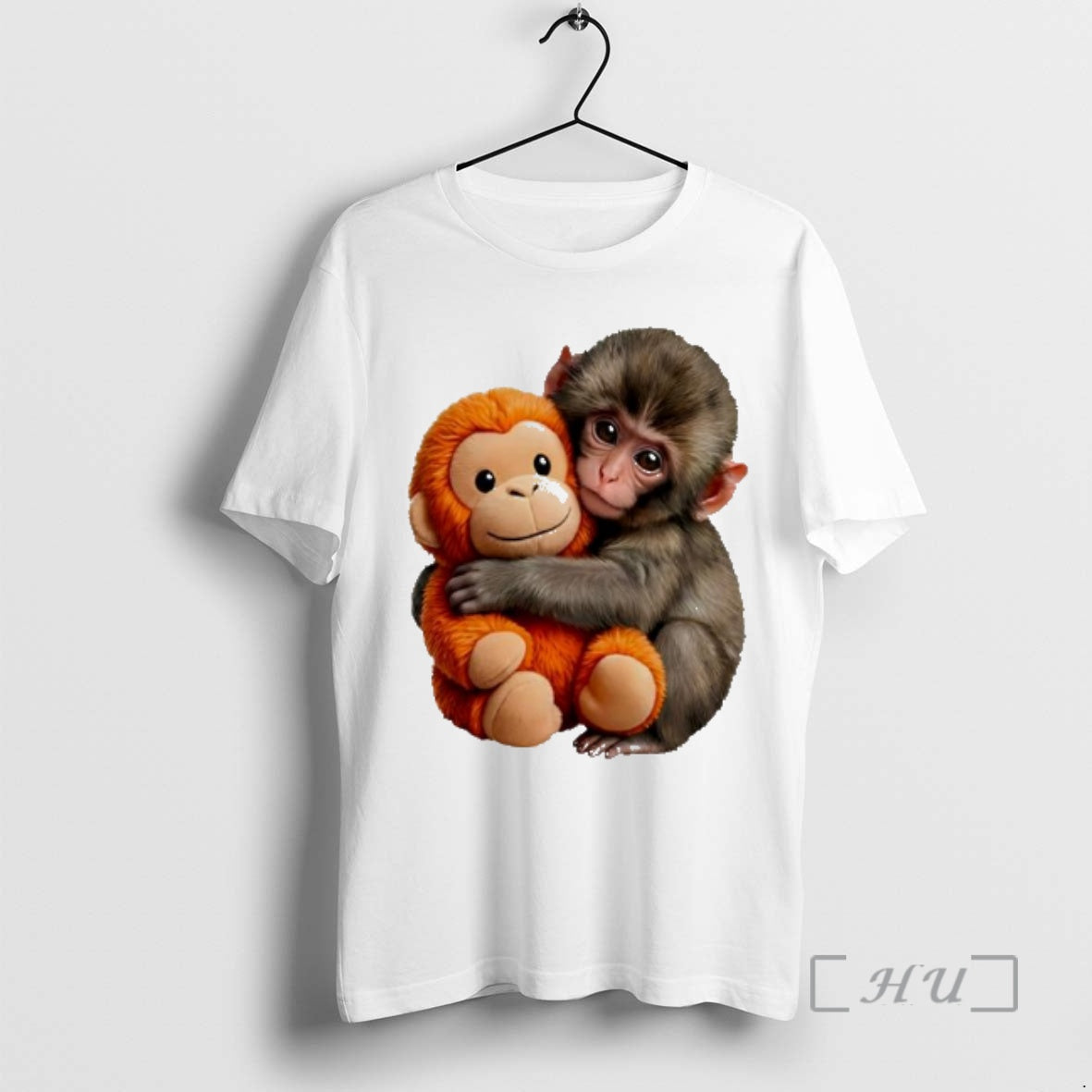 Officials Small Brown Monkey Hugging Orange Stuffed Toy Animal Unisex