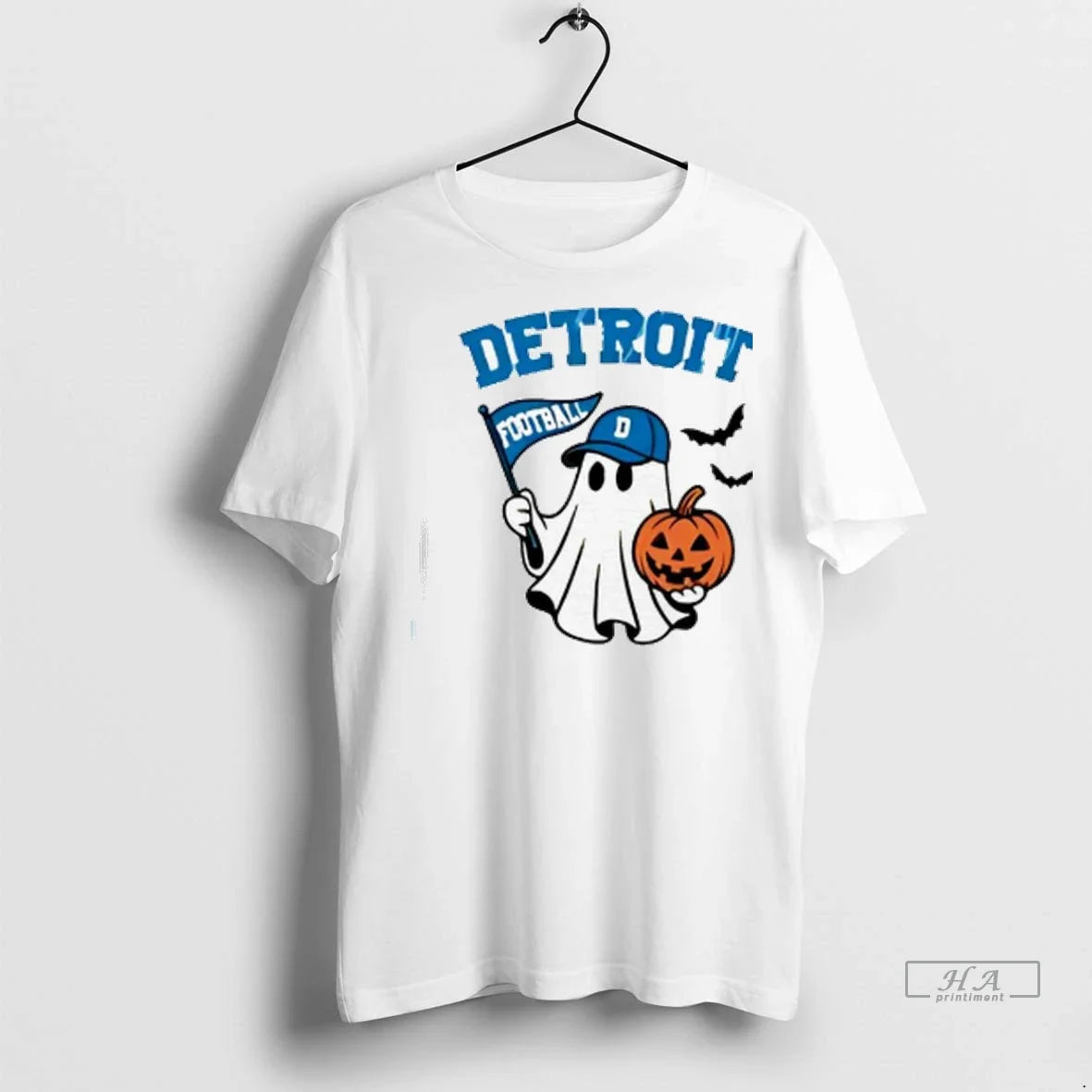 Officials Trendy Halloween Ghost Detroit Lions Football Flag Pumpkin Ladies Shirt Sweater Unisex