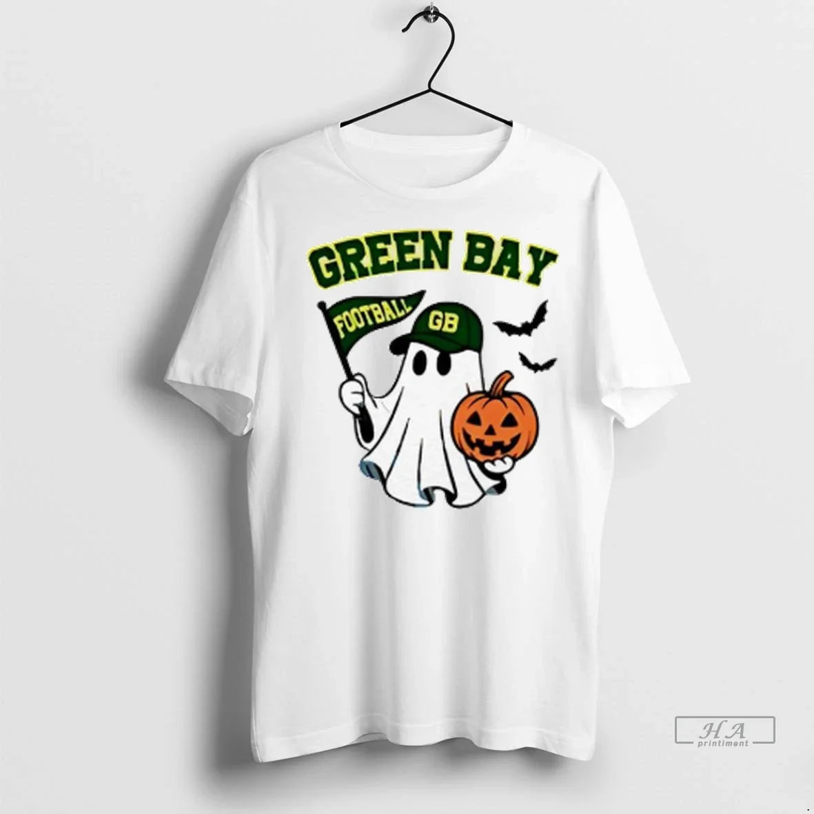 Officials Trendy Halloween Ghost Green Bay Packers Football Flag Pumpkin Ladies Shirt Sweater