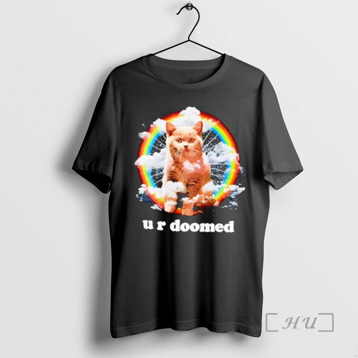 Officials U R Doomed Cat In Clouds Rainbow Space Unisex