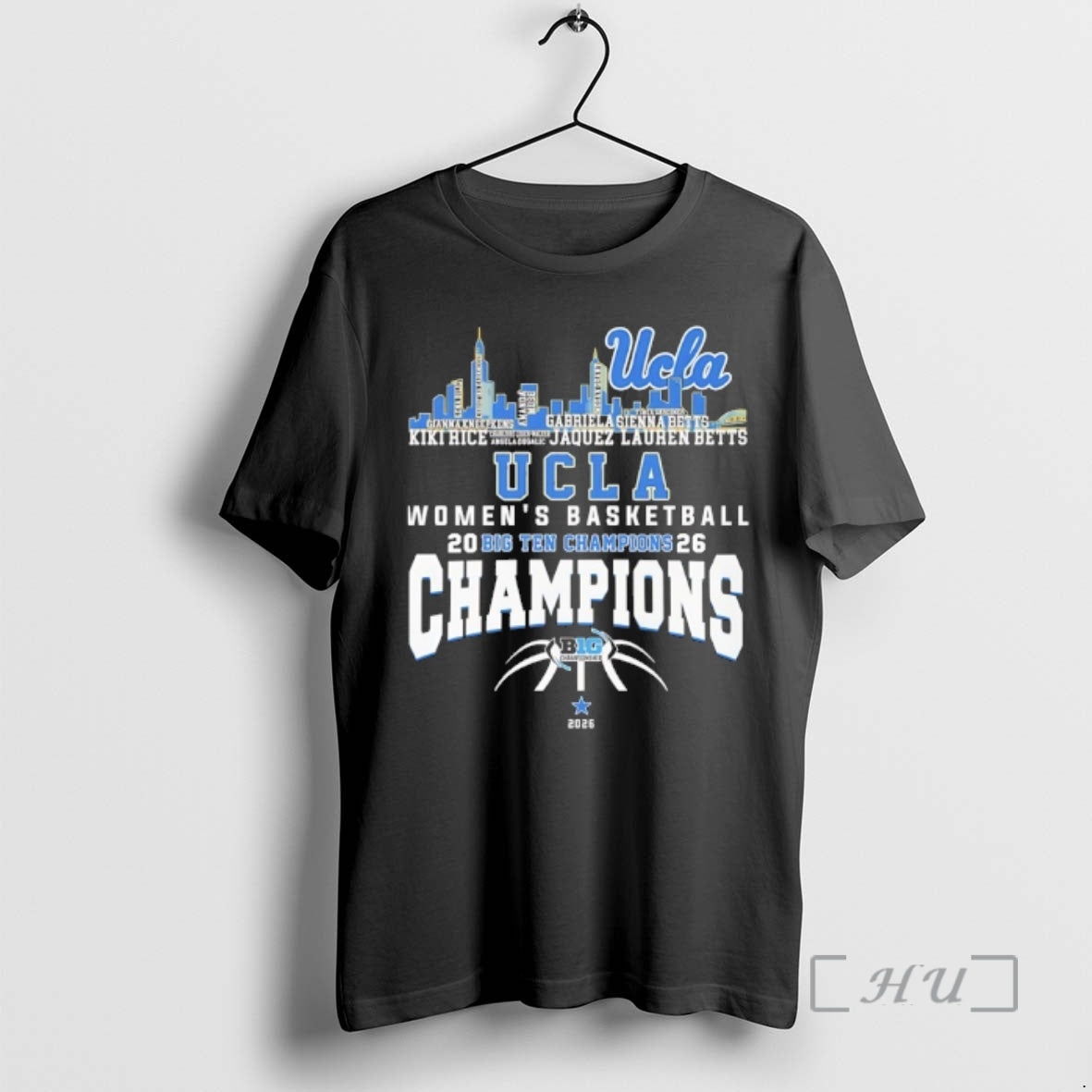 Officials Ucla Womens Basketball 2026 Big Ten Champions Players Names City Skyline Premium T Shirts