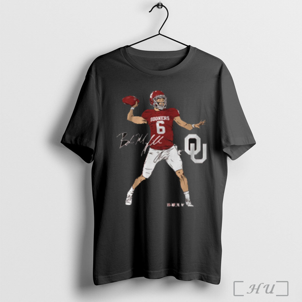 Oklahoma Sooners Football Ncaa Baker Mayfield Superstar Pose Signature T Shirt Unisex