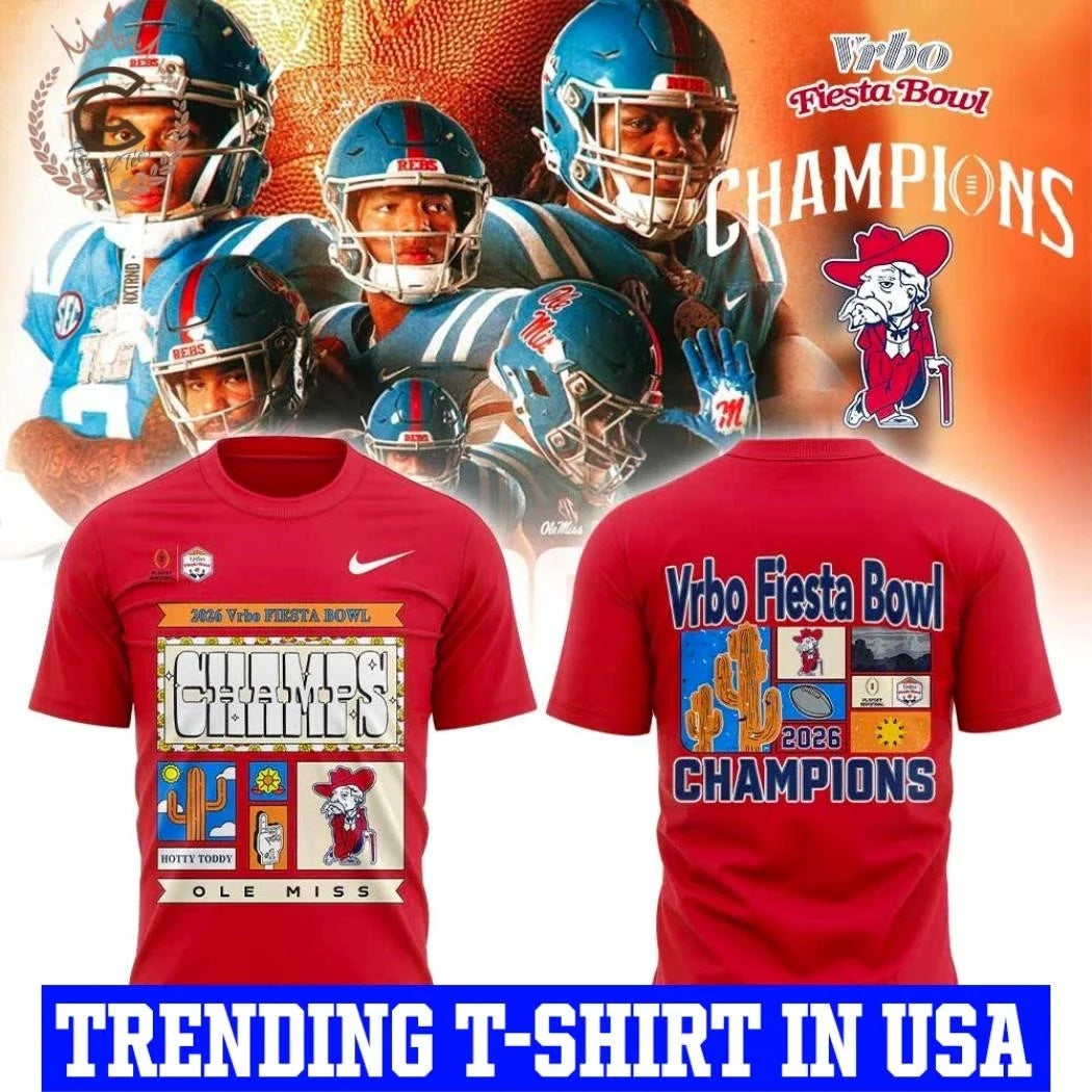 Ole Miss Vrbo Fiesta Bowl Champion 2026 Red Shirt Unisex