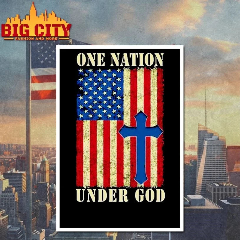 One Nation Under God 4th Of July Patriot Cross USA Flag Unisex