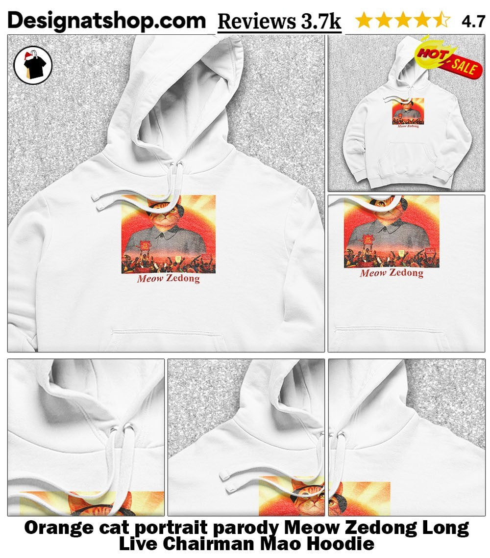 Orange cat portrait parody Meow Zedong Long Live Chairman Mao shirt