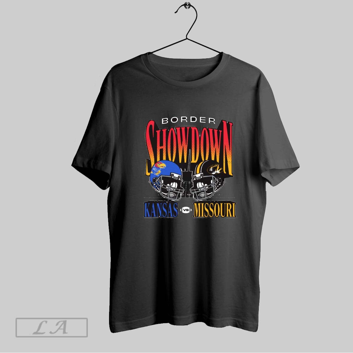 Original Border Showdown Kansas Jayhawks Vs Missouri Tigers Football Ncaa Helmets T Shirt Unisex