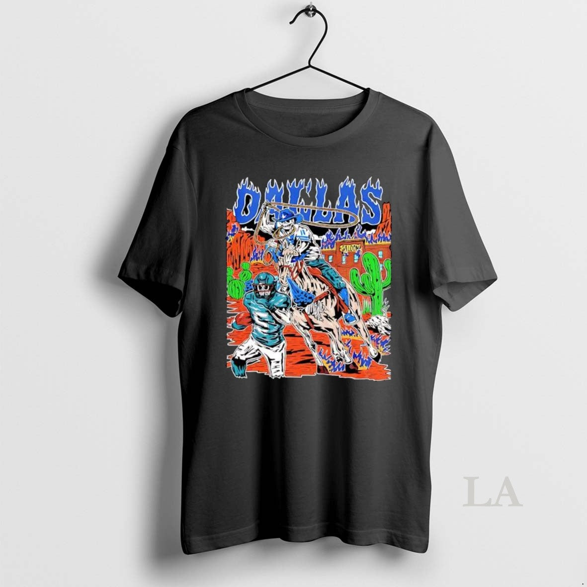 Original Dallas Cowboys Skeleton Cowboy Lasso Horse Desert Saloon Graphic Unisex