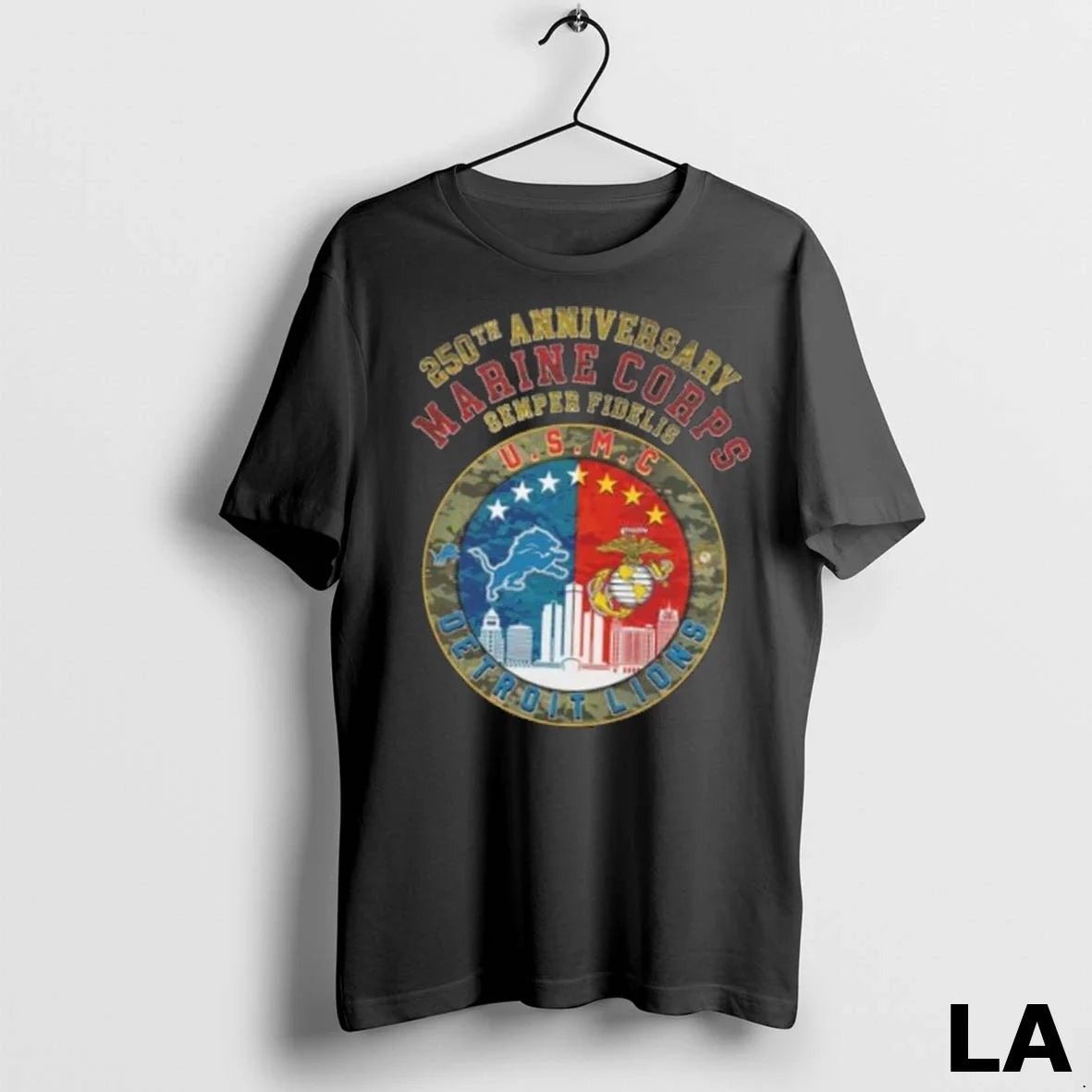 Original Detroit Lions 250th Anniversary Marine Corps Semper Fidelis Usmc Unisex