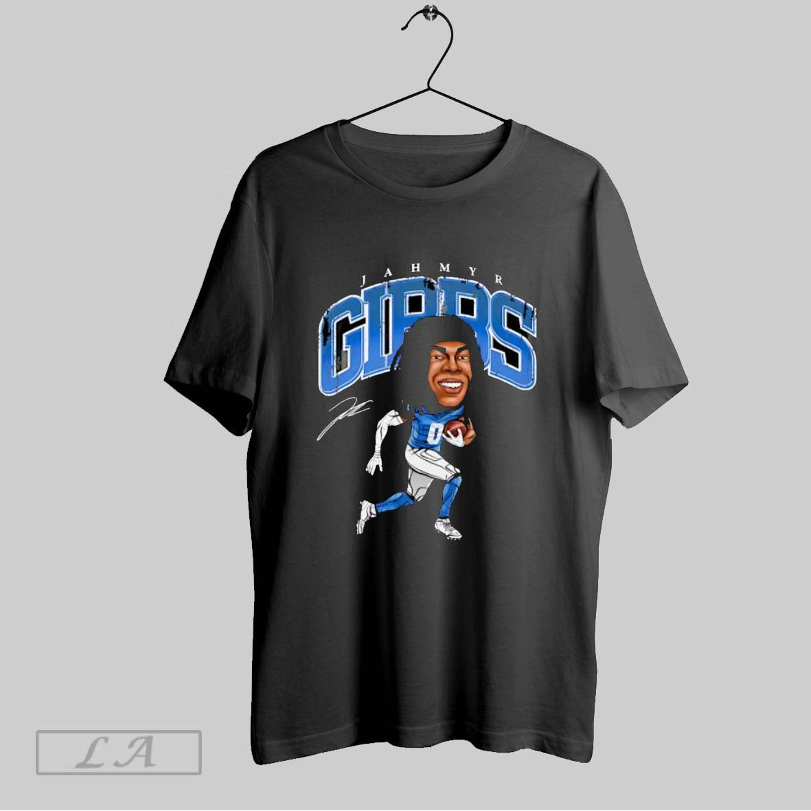 Original Detroit Lions Jahmyr Gibbs Cartoon Signature T Shirt Unisex