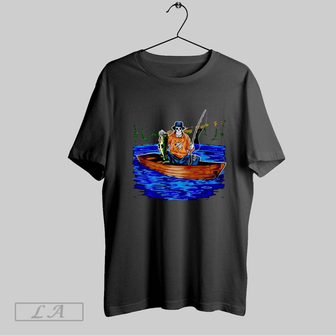 Original Gone Fishin Skeleton T Shirt Unisex