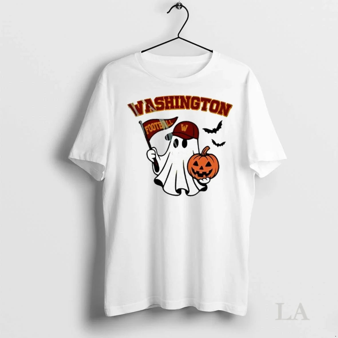 Original Halloween Ghost Washington Commanders Football Flag Pumpkin Ladies Unisex