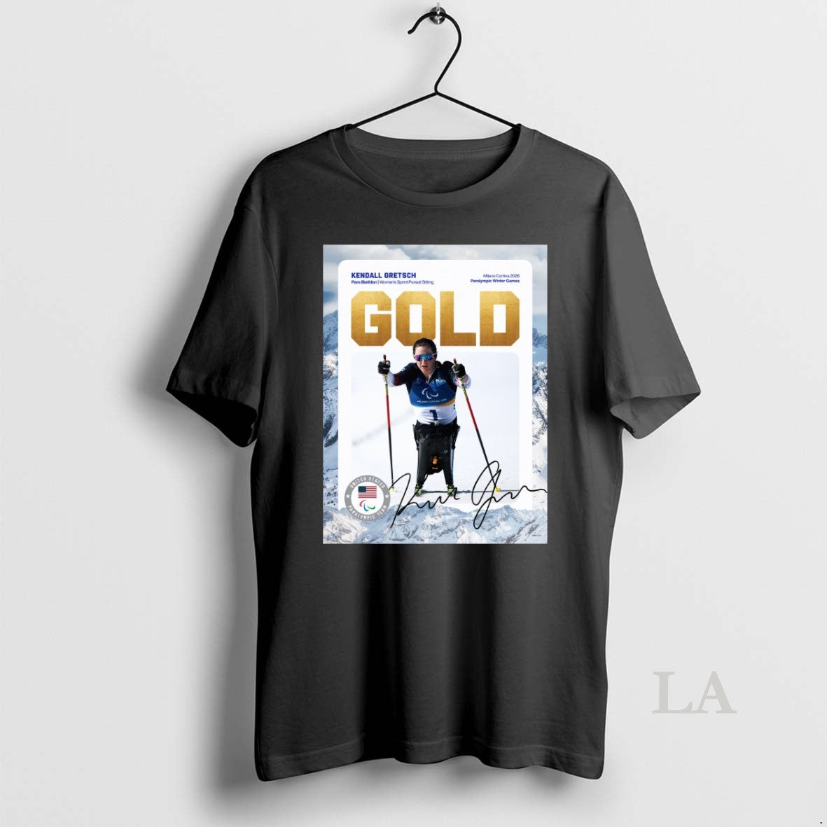 Original Kendall Gretsch Para Biathlon Womens Sprint Pursuit Sitting Gold Medal Signature Unisex