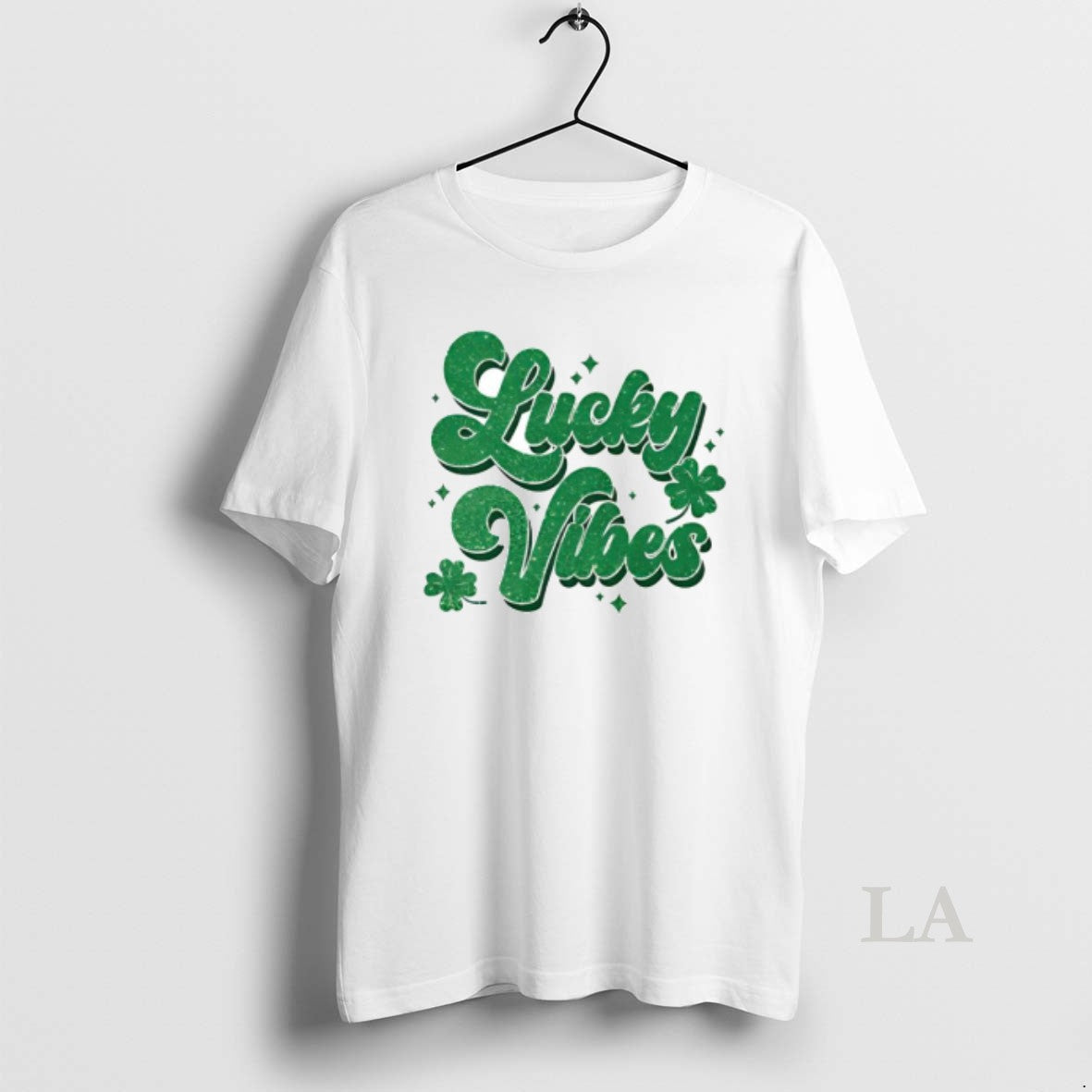 Original Lucky Vibes Text With Green Shamrocks Lucky Day Unisex