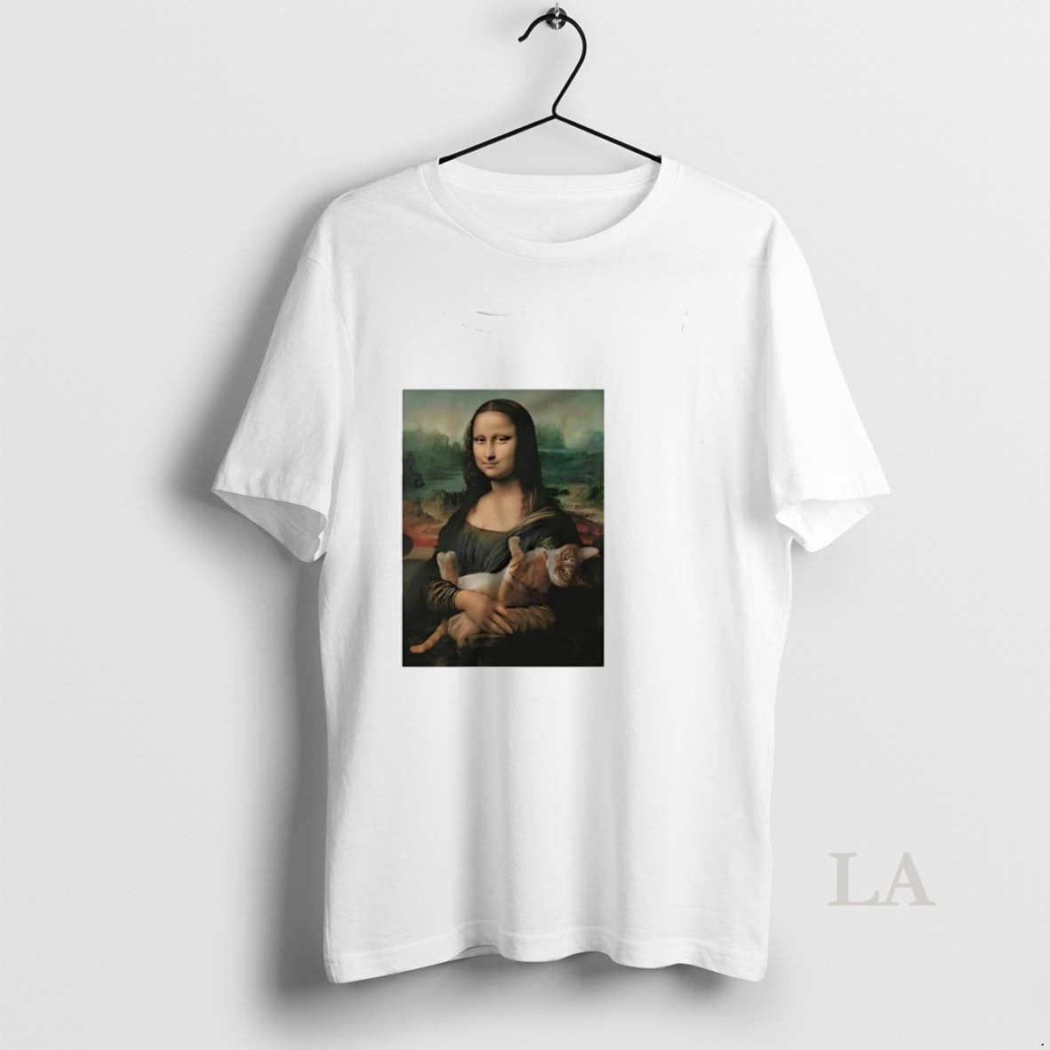 Original Mona Lisa Holding Cat Meme Funny Unisex