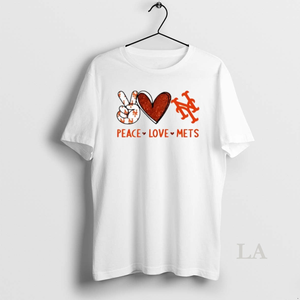 Original Peace Love Mets New York Baseball Hand Heart Graphics Unisex
