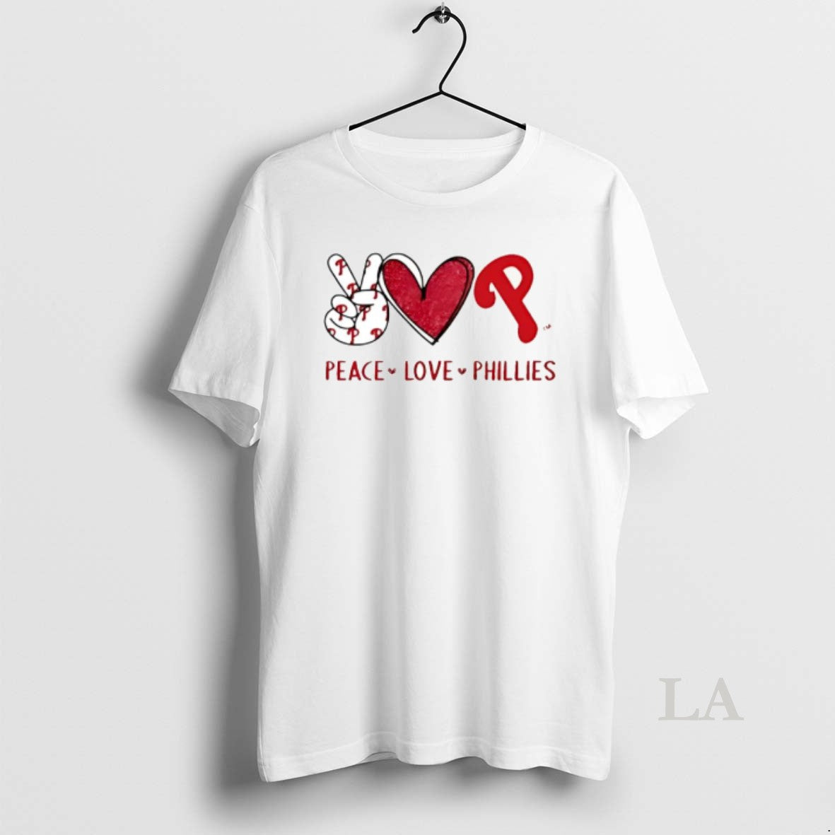 Original Peace Love Phillies Philadelphia Baseball Hand Heart Graphics Unisex