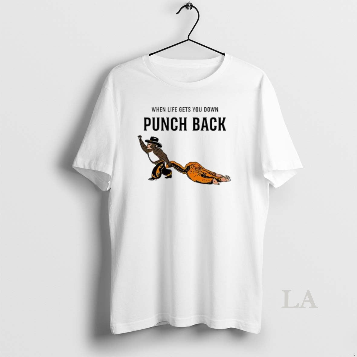 Original Punch Kun Monkey When Life Gets You Down Punch Back Meme Womens Unisex