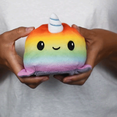 TeeTurtle Reversible Shark & Narwhal Plushie (Gray + Rainbow) Unisex